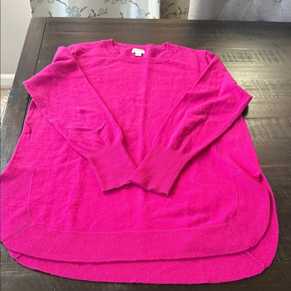 J. Crew Vibrant Pink Crew Neck Sweater